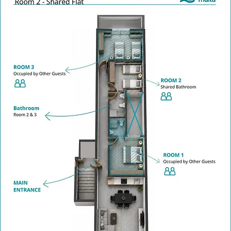 F11 2, Private Two Single Beds Shared Bathroom In Shared Flat Homestay *